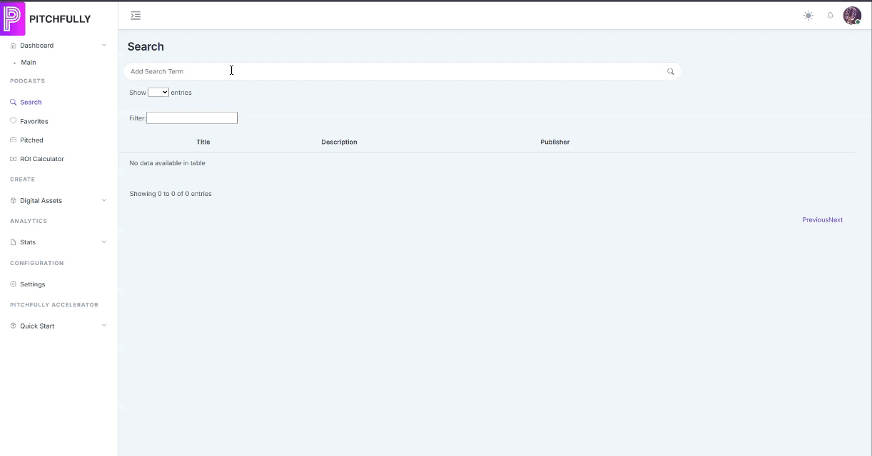 Step #1 - Pitchfully.io - Search