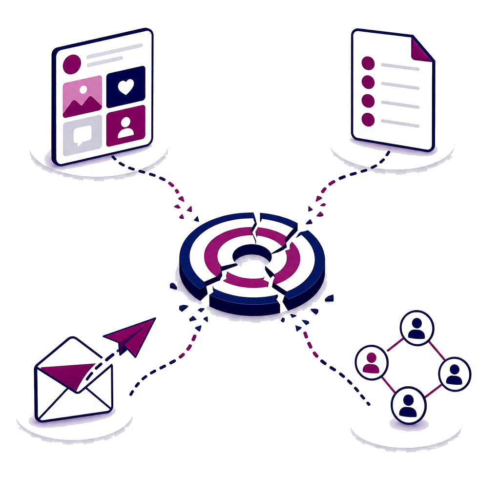 Disconnected marketing tactics illustration